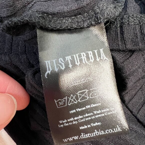 Disturbia Eastwick Cutout Mini Dress Ribbed w Silver Spike Fang Black US 6 - Picture 15 of 15